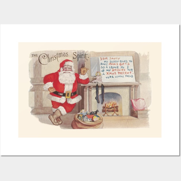 The Christmas Spirit - Vintage Postcard Art Wall Art by ButterflyInTheAttic